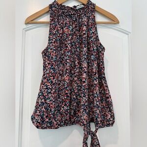 🟡 Sienna Sky Floral Tie-Bottom Blouse - Navy and Pink Size Small